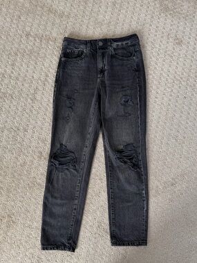 Mom Jeans - High-Rise Distressed Black Jeans